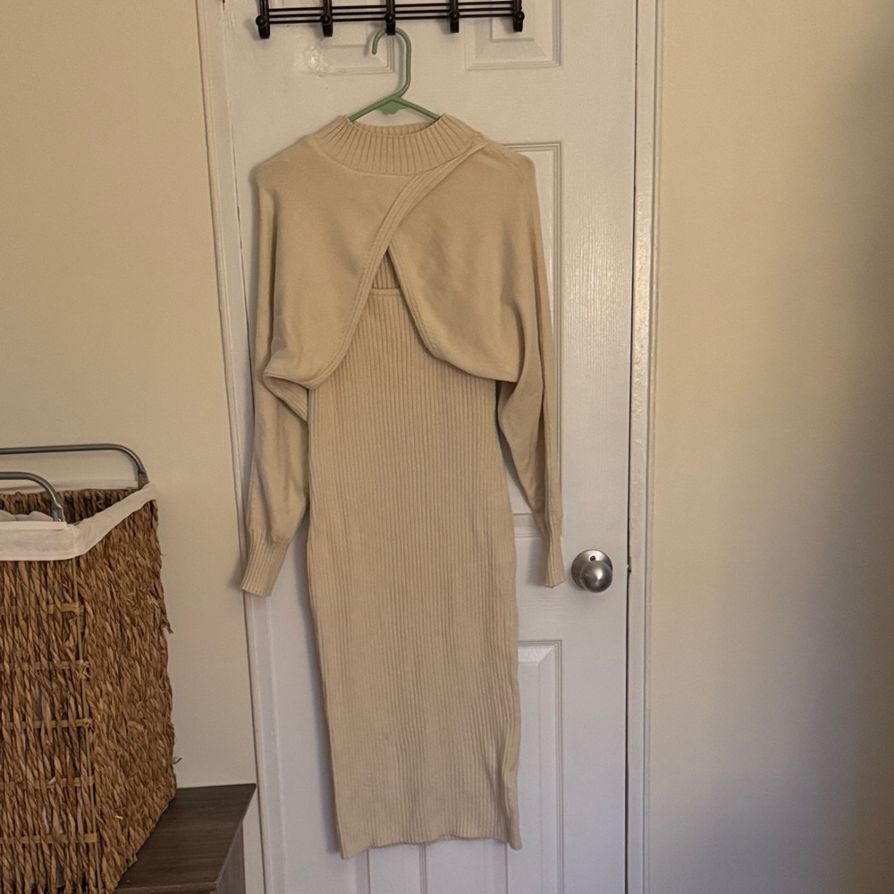 Express Cream Maxi Knit Dress